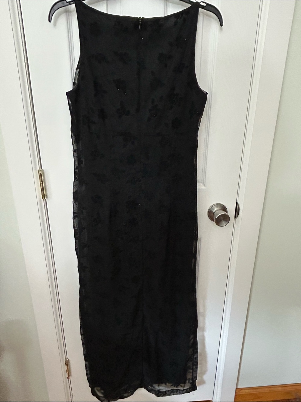 Vintage Black Floral Maxi Dress with Sheer Overlay - Picture 3 of 12